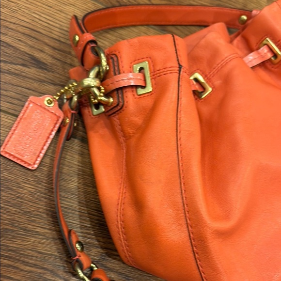 Coach Salmon Leather Bucket Bag - Picture 2 of 14
